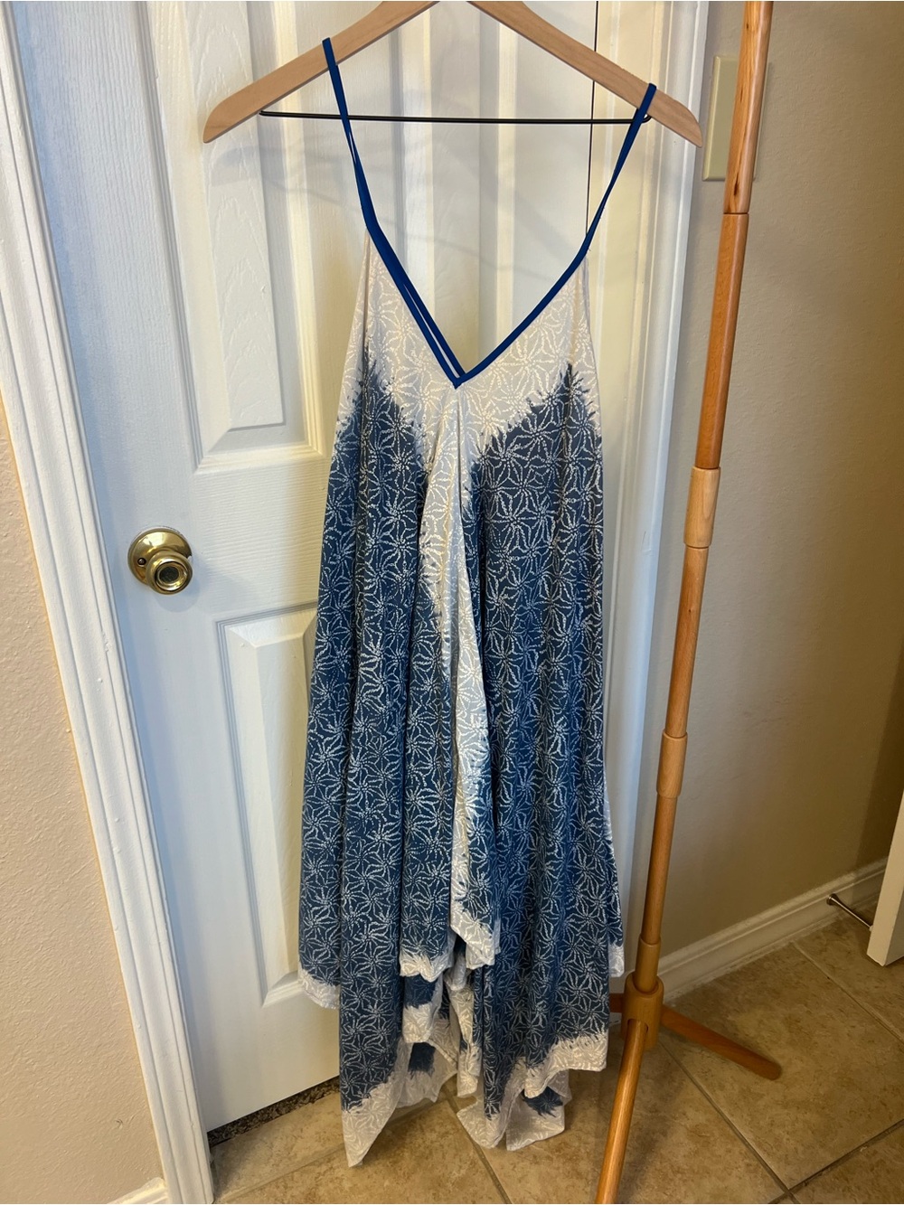 Roller Rabbit Blue and White Asymmetrical Floral Dress